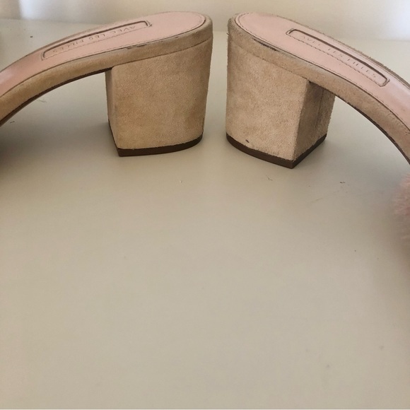 Avec Les Fillies Maya Pink Chiffon Slide Block Heel. Size 8. - Picture 9 of 13